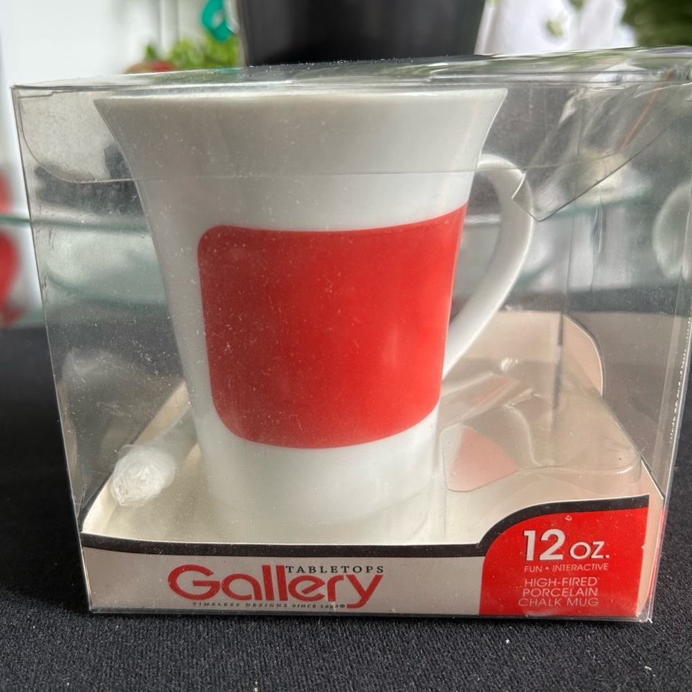 “WRITE ON w/CHALK!” FUN INTERACTIVE HIGH-FIRED PORCELAIN MUG, Brand New, 12 oz.